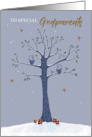 Godparents Christmas Owls on Tree card