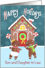 Son and Daughter in Law Happy Holidays Gingerbread House card