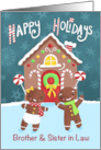 Brother and Sister in Law Happy Holiday Gingerbread Couple House card