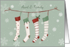 Aunt and Family Christmas Stockings and Snowflakes card