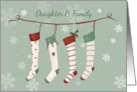Daughter and Family Christmas Stockings and Snowflakes card