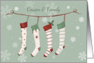 Cousin and Family Christmas Stockings and Snowflakes card
