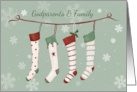 Godparents and Family Christmas Stockings and Snowflakes card