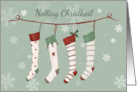 Scottish Gaelic Language Christmas Stockings and Snowflakes card