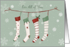 For All of You Christmas Stockings and Snowflakes card