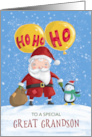 Great Grandson Christmas Santa and Penguin Ho Ho Ho card