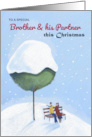 Brother and his Partner Christmas Couple Under Tree card