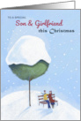 Son and Girlfriend Christmas Couple Under Tree card