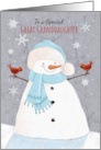 Great Granddaughter Christmas Soft Snowman with Red Cardinal Birds card