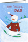 Dad Merry Christmas Skiing Snowman card