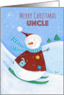 Uncle Merry Christmas Skiing Snowman card