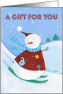 Gift Card Christmas Skiing Snowman card