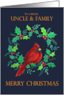 Uncle and Family Christmas Holiday Red Cardinal in Wreath card