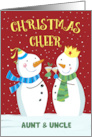 Aunt and Uncle Christmas Cheer Snowmen Couple Drink Glasses card