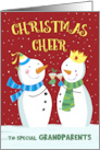 Grandparents Cheer Snowmen Couple Drink Glasses card