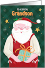 Grandson Christmas Santa Claus in Red Dungarees card