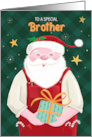 Brother Christmas Santa Claus in Red Dungarees card