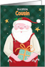 Cousin Christmas Santa Claus in Red Dungarees card