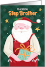 Step Brother Christmas Santa Claus in Red Dungarees card