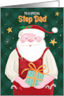 Step Dad Christmas Santa Claus in Red Dungarees card