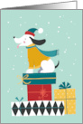 Christmas Holiday Dog on Festive Parcels card
