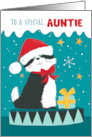 Auntie Christmas Black & White Cat with Santa Hat card