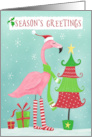 Season’s Greetings Flamingo and Tree card