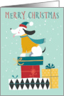 Merry Christmas Dog on Festive Parcels card