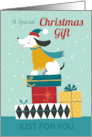 Christmas Gift Card Dog on Festive Parcels card