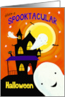 Spooktacular Halloween Haunted House with Ghosts card