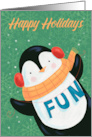 Happy Holidays Christmas Fun Penguin card