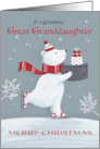 Great Granddaughter Christmas Polar Bear with Gifts card