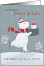 Sister in Law Christmas Polar Bear with Gifts card