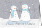 Auntie and Uncle Christmas Soft Pastel Snowman Couple card