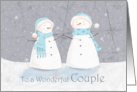 Wonderful Couple Christmas Soft Pastel Snowman Couple card