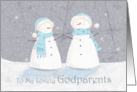 Godparents Christmas Soft Pastel Snowman Couple card