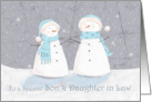 Son and Daughter in Law Christmas Soft Pastel Snowman Couple card