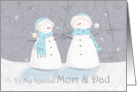 Special Mom and Dad Christmas Soft Pastel Snowman Couple card