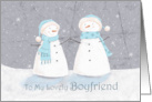 Boyfriend Christmas Soft Pastel Snowman Couple card