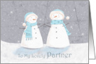 Partner Christmas Soft Pastel Snowman Couple card