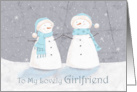 Girlfriend Christmas Soft Pastel Snowman Couple card