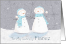 Fiance Christmas Soft Pastel Snowman Couple card