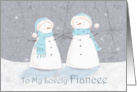 Fiancee Christmas Soft Pastel Snowman Couple card