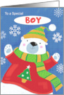 Special Boy Christmas Cuddly Sweater Polar Bear card