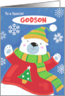 Godson Christmas Cuddly Sweater Polar Bear card