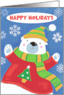 Happy Holidays Cuddly Sweater Polar Bear card