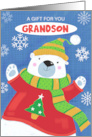 Grandson Gift Card Christmas Cuddly Sweater Polar Bear card