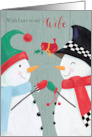 Wife Christmas Snowman Couple and Red Cardinal card