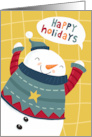 Happy Holidays Fun Cute Sweater Snowman card