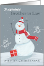 Brother in Law Merry Christmas Grey and Red Snowman card